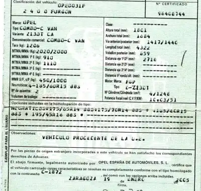 Veículo de Sucata opel combo tour 1.3 cdti 16v do ano 2005 alimentado d-z13dt