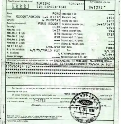 Sloopvoertuig ford escort berlina 1.6 cat-u van het jaar 1996 aangedreven g/l1e