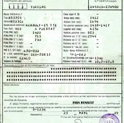 Утилизация автомобиля renault 19 hatchback (b/c53) 1.4 года 1989 питание g-e6j