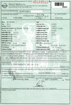 Vehicul casat nissan note (e11e) visia al anului 2006 alimentat k9kf276