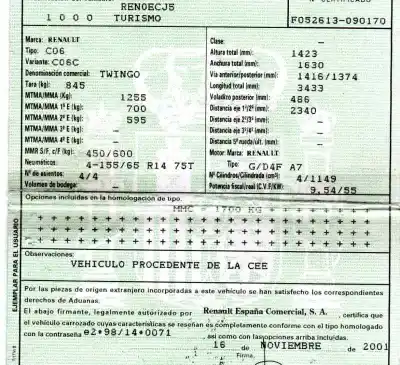 Утилизация автомобиля renault twingo (co6) 1.2 alize года 2001 питание g/d4f a7