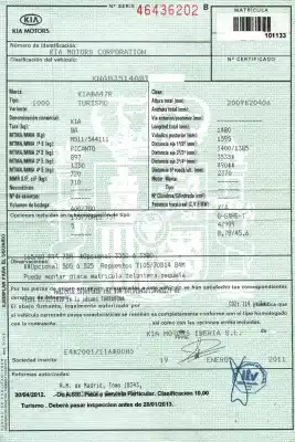 Vehicul casat kia picanto 1.0 concept al anului 2011 alimentat g4he