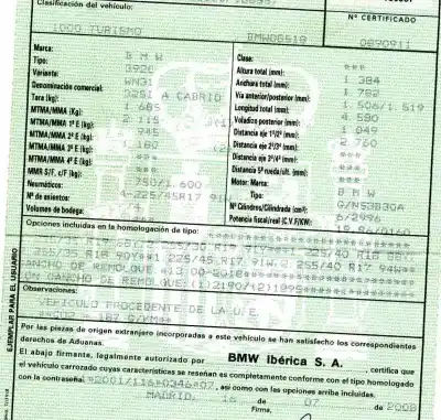 Утилизация автомобиля bmw serie 3 cabrio (e93) 3.0 года 2008 питание n53b30a