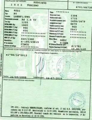 Veículo de Sucata audi a4 berlina (b5) 1.8 t do ano 1998 alimentado aeb