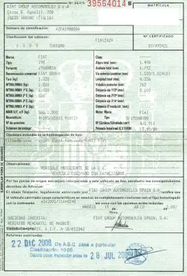 Sloopvoertuig fiat bravo (198) 1.9 16v dynamic multijet van het jaar 2007 aangedreven 192a8000