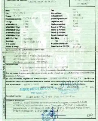 Здавання транспортного засобу tata safari ex safari 2.0 року 2002 потужний d/483dltc55