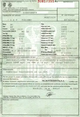 Утилизация автомобиля mg mg zr (f/rf) 105 года 2004 питание 14k4f