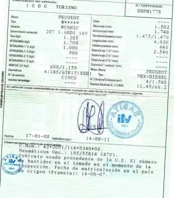 Veículo de Sucata peugeot 207 16v hdi do ano 2007 alimentado 9hx