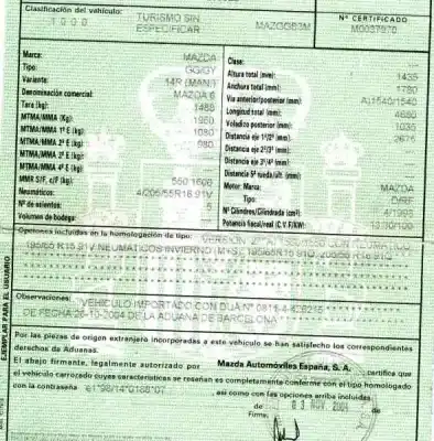 Veículo de Sucata mazda 6 berlina (gg) 2.0 crtd 136 active do ano 2004 alimentado rf