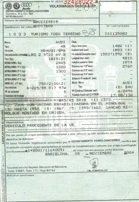 Veículo de Sucata audi allroad quattro (4b5) 2.5 tdi (132kw) do ano 2004 alimentado bau