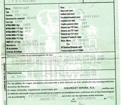 Veículo de Sucata chevrolet kalos 1.2 s (d/a) do ano 2005 alimentado b12s1