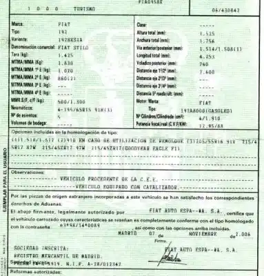 Утилизация автомобиля fiat stilo multi wagon (192_) 1.9 d multijet года 2006 питание 192a8000