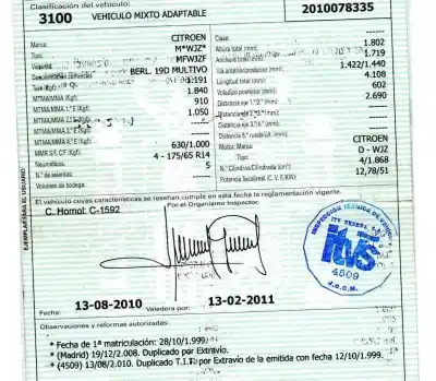 Scrapping Vehicle citroen berlingo 1.9 d multispace of the year 1999 powered wjz