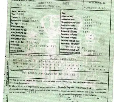 Здавання транспортного засобу renault clio ii fase i (b/cbo) 1.9 d alize року 2001 потужний f8q p6