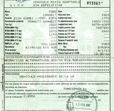 Veículo de Sucata ford transit connect (tc7) 1.8 tdci cat do ano 2007 alimentado r3pa