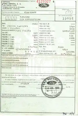 Veicolo di demolizione FORD FIESTA BERL./COURIER Si dell'anno 1991 alimentato LU