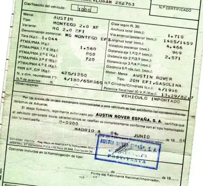 Veicolo di demolizione mg montego 2.0 dell'anno 1986 alimentato 20h efi.gasolina
