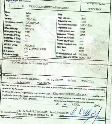 Veículo de Sucata kia carnival ii (gq) 2.9 crdi do ano 2002 alimentado j3