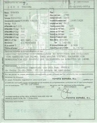 Veículo de Sucata toyota yaris (ncp1/nlp1/scp1) 1.0 cat do ano 2000 alimentado 1szfe