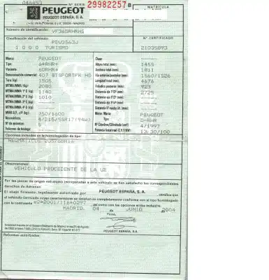 Veicolo di demolizione peugeot 407 st confort dell'anno 2004 alimentato rhr