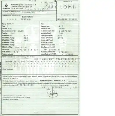 Здавання транспортного засобу renault clio ii fase ii (b/cb0) 1.5 dci diesel 65 cv / 48 kw року 2001 потужний k9k a7