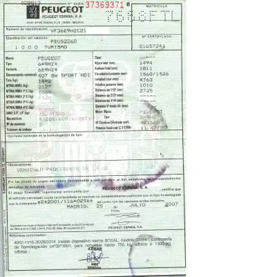 Veículo de Sucata peugeot 407 sw sr sport do ano 2007 alimentado 9hz