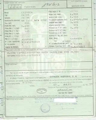 Veículo de Sucata citroen ax 1.1 do ano 1993 alimentado hdz