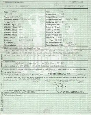 Здавання транспортного засобу toyota yaris (ncp1/nlp1/scp1) 1.0 cat року 2000 потужний 1szfe