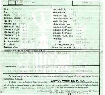 Scrapping Vehicle daewoo lanos cool of the year 1998 powered a15sms-g