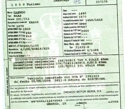 Veículo de Sucata daewoo kalos 1.4 se do ano 2004 alimentado af14s3-g