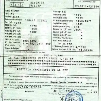 Здавання транспортного засобу renault megane i scenic (ja0) 1.6 року 1998 потужний k7m