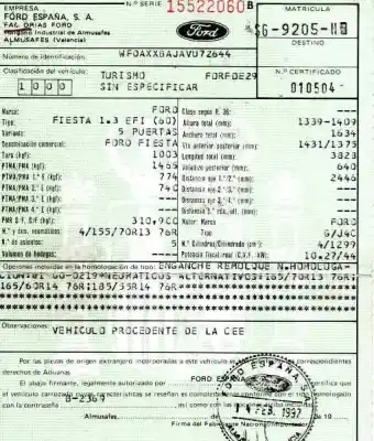 Veicolo di demolizione ford fiesta berlina 1.3 cat dell'anno 1997 alimentato j4c