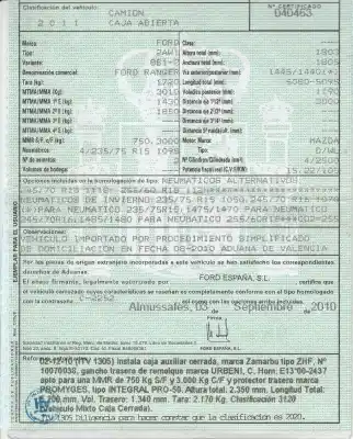 Veicolo di demolizione ford ranger (es) 2.5 tdci cat dell'anno 2010 alimentato wl