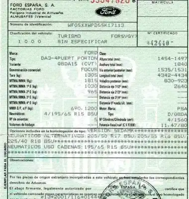 Veículo de Sucata ford focus berlina (cap) 1.6 tdci cat do ano 2007 alimentado g8da