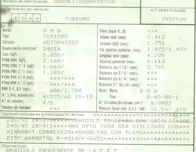 Veículo de Sucata bmw serie 5 berlina (e34) 4.0 v8 32v cat do ano 1994 alimentado 40-8s-1