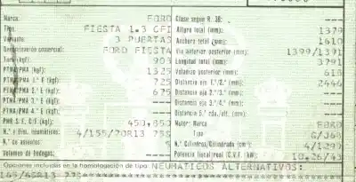 Veículo de Sucata ford fiesta iii (gfj) 1.3 cat do ano 1995 alimentado j6b