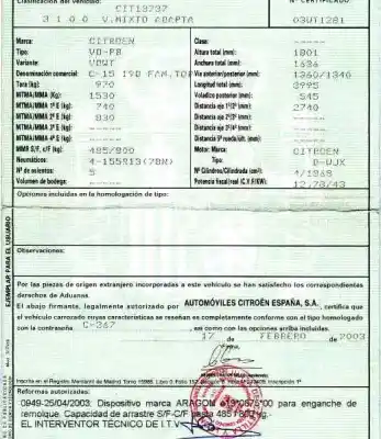 Veículo de Sucata citroen c-15 19d fam top do ano 2003 alimentado d-wjx