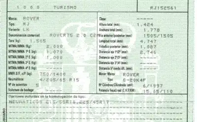 Veículo de Sucata mg serie 75 (rj) 2.0 v6 24v cat do ano 2000 alimentado 20k4fm49