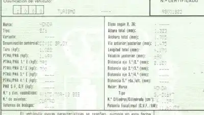 Scrapping Vehicle honda civic berlina 3/4 (ej/ek) 1.6 cat of the year 1998 powered d16y7