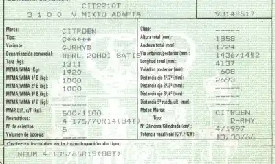 Утилизация автомобиля citroen berlingo / berlingo first monospace (mf_, gjk_, gfk_) 2.0 hdi 4x4 (mfrhy) года 2004 питание rhy