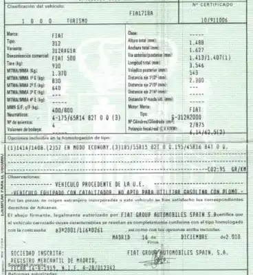 Scrapping Vehicle fiat 500 (312_) 0.9 (312axg1a, 312.axg11) of the year 2011 powered 312a2000