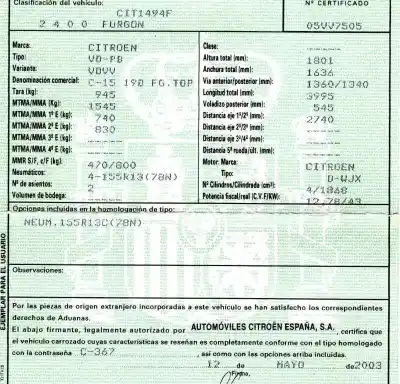 Veículo de Sucata citroen c15 1.8 diesel (161) do ano 2003 alimentado wjx