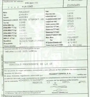 Утилизация автомобиля peugeot 407 sw (6e_, 6d_) 2.0 hdi 135 года 2005 питание rhr