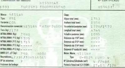 Veículo de Sucata nissan pathfinder (r51) 2.5 dci xe do ano 2008 alimentado yd25