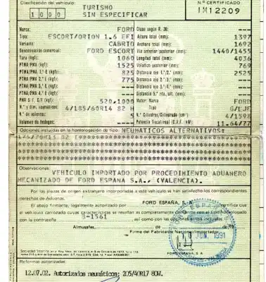 Veículo de Sucata ford escort cabrio 1.6 do ano 1991 alimentado lje