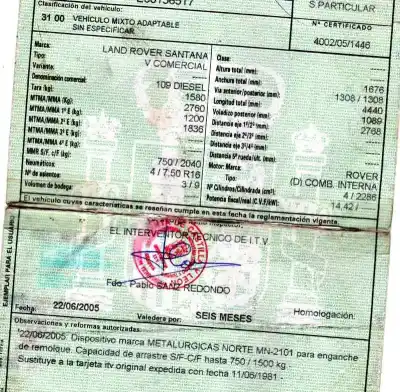 Scrapping Vehicle land rover santana 109 2.3 45kw of the year 1981 powered d comb. interna