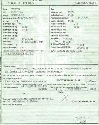 Здавання транспортного засобу toyota auris (_e15_) 1.4 d-4d (nde150_) року 2009 потужний 1nd