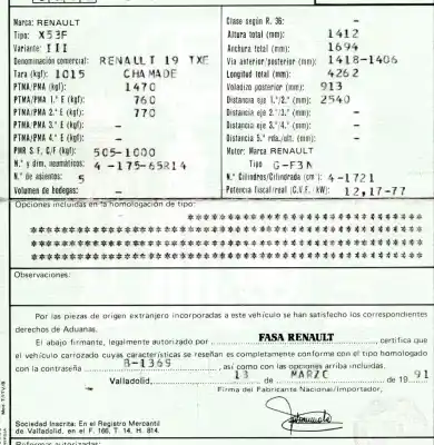 Scrapping Vehicle renault 19 txi 1.7 of the year 1991 powered f3nr746