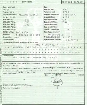 Veículo de Sucata renault scenic (ja..) 1.9 dti diesel cat do ano 2000 alimentado f9q a7