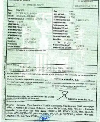 Утилизация автомобиля toyota hilux (kun) cabina sencilla dlx 4x4 года 2002 питание d 2kd-ftv Утилизация автомобиля toyota hilux (kun) cabina sencilla dlx 4x4 года 2002 питание d 2kd-ftv
